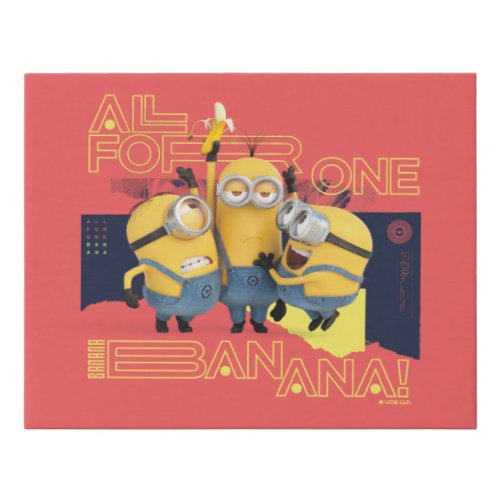 Minions The Rise of Gru  All For One Banana Faux Canvas Print