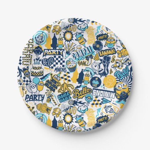 Minions The Rise of Gru  Happy Birthday Pattern Paper Plates