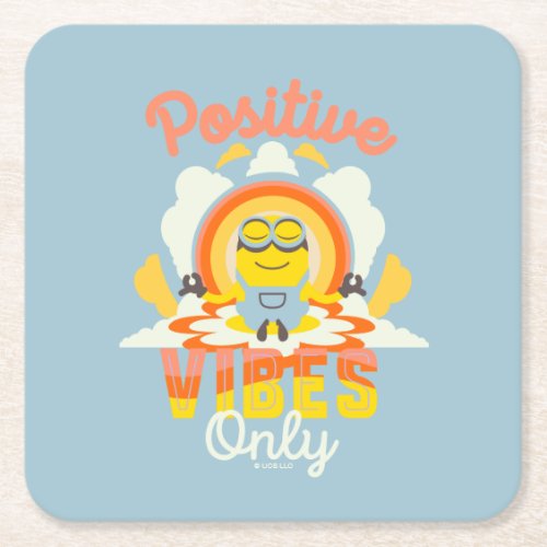 Minions The Rise of Gru  Positive Vibes Square Paper Coaster