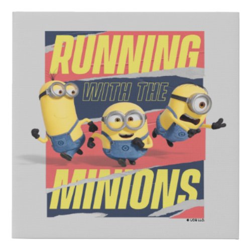 Minions The Rise of Gru Running With The Minions Faux Canvas Print
