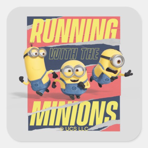 Minions The Rise of Gru Running With The Minions Square Sticker