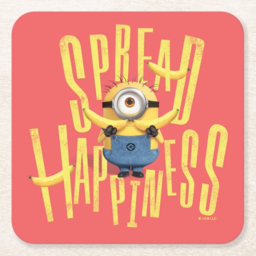 Minions The Rise of Gru  Spread Happiness Square Paper Coaster