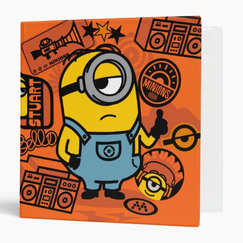 Minions The Rise of Gru  Stuart Travel Patches 3 Ring Binder