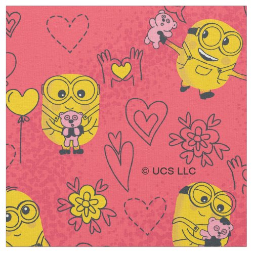 Minions Valentines Day  Bob Doodle Pattern Fabric