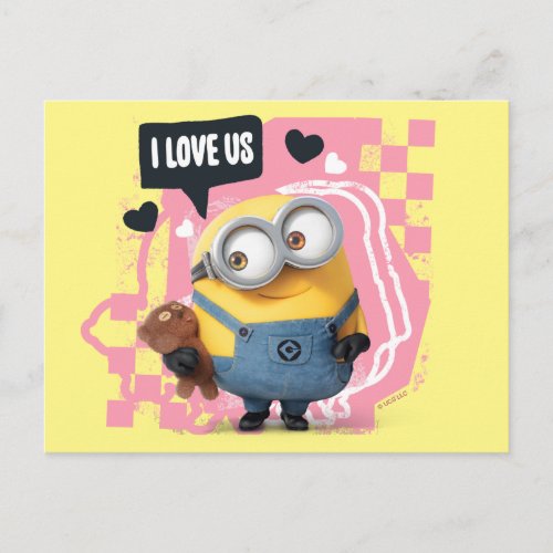 Minions Valentines Day  Bob _ I Love Us Postcard