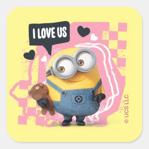 Minions Valentines Day  Bob _ I Love Us Square Sticker