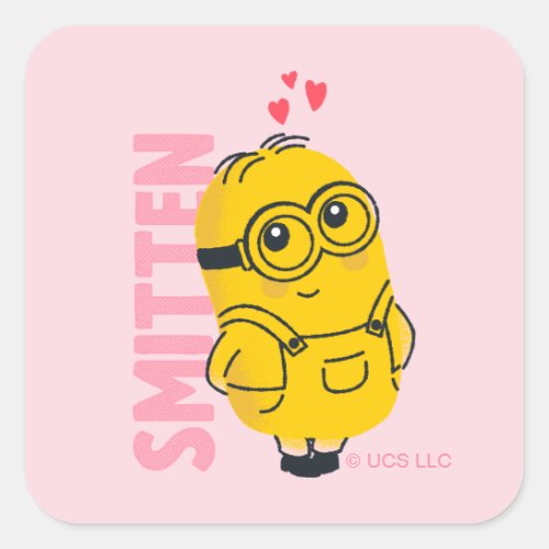 Minions Valentines Day  Dave _ Smitten Square Sticker