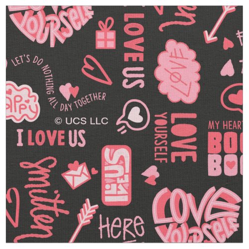 Minions Valentines Day  Doodle Quotes Pattern Fabric