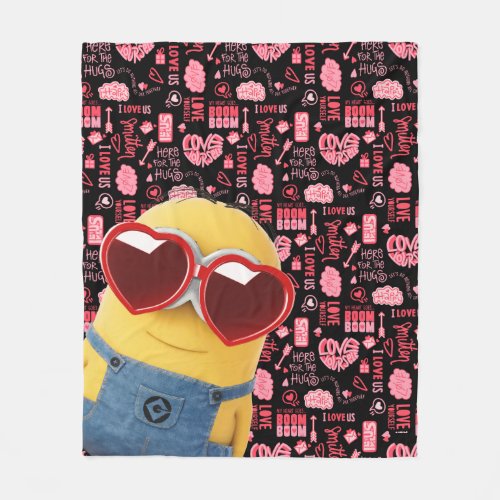 Minions Valentines Day  Doodle Quotes Pattern Fleece Blanket