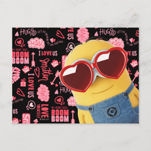 Minions Valentine's Day   Doodle Quotes Pattern Postcard