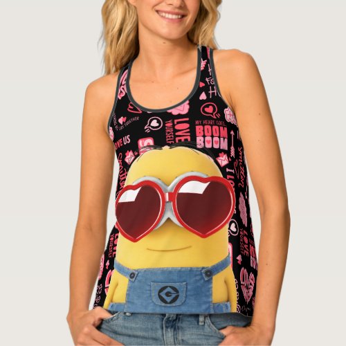 Minions Valentines Day  Doodle Quotes Pattern Tank Top