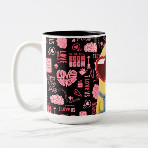 Minions Valentines Day  Doodle Quotes Pattern Two_Tone Coffee Mug