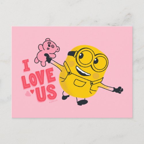 Minions Valentines Day  I Love Us Illustration Postcard