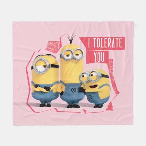 Minions Valentines Day  I Tolerate You Fleece Blanket