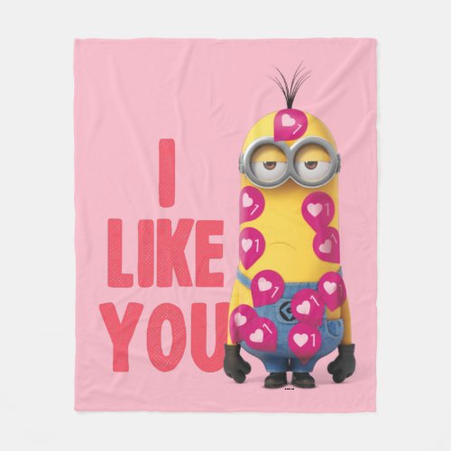 Minions Valentines Day  Kevin _ I Like You Fleece Blanket
