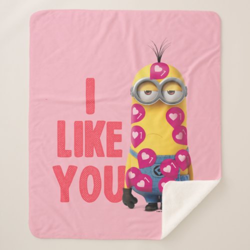 Minions Valentines Day  Kevin _ I Like You Sherpa Blanket