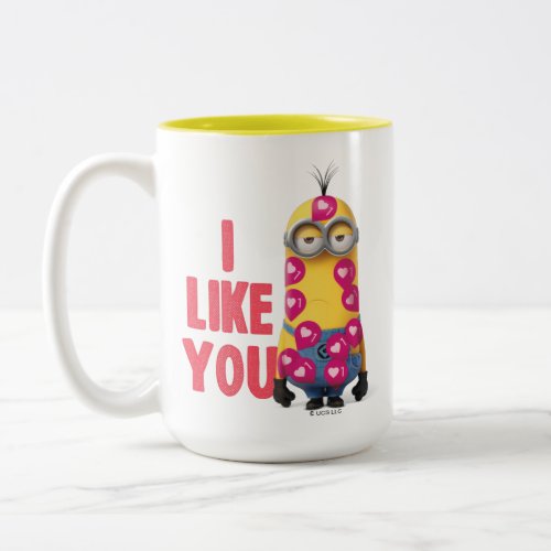 Minions Valentines Day  Kevin _ I Like You Two_Tone Coffee Mug