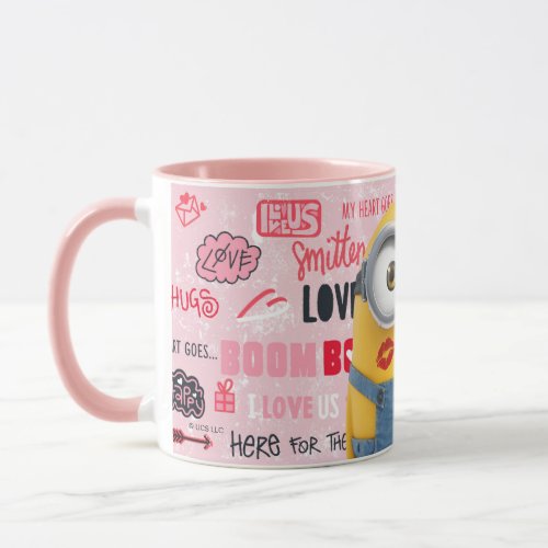 Minions Valentines Day  Love Typography Pattern Mug