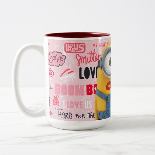 Minions Valentines Day  Love Typography Pattern Two_Tone Coffee Mug
