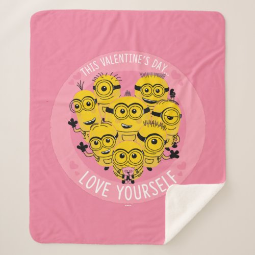Minions Valentines Day  Love Yourself Sherpa Blanket