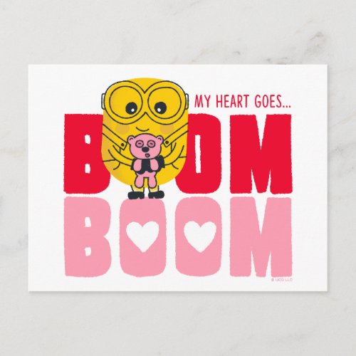 Minions Valentines Day  My Heart Goes Boom Boom Postcard