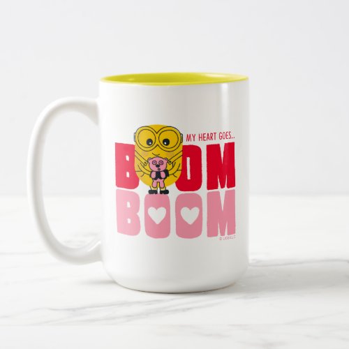 Minions Valentines Day  My Heart Goes Boom Boom Two_Tone Coffee Mug