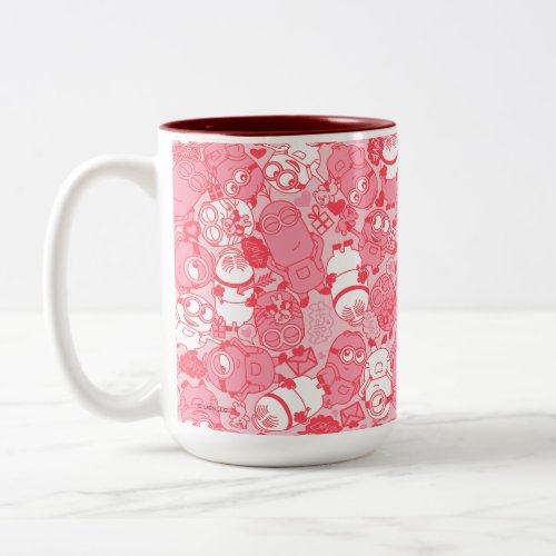 Minions Valentines Day  Pink Minion Toss Pattern Two_Tone Coffee Mug
