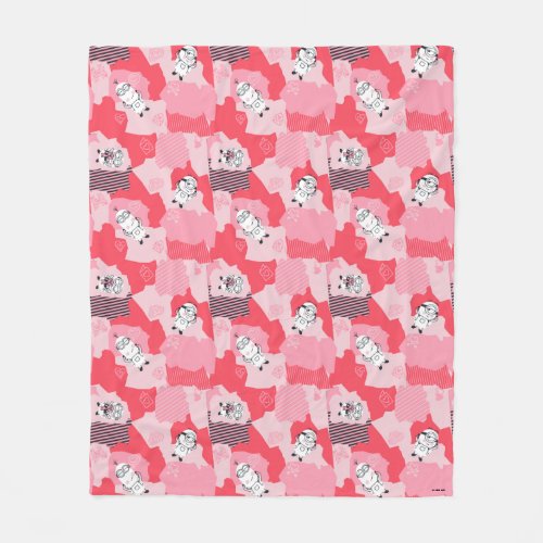 Minions Valentines Day  Pink Patchwork Pattern Fleece Blanket