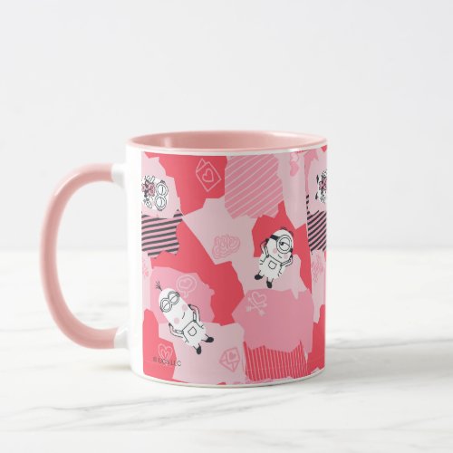Minions Valentines Day  Pink Patchwork Pattern Mug