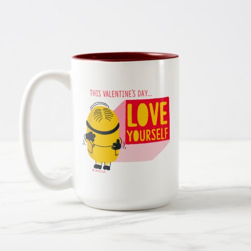Minions Valentines Day  Stuart _ Love Yourself Two_Tone Coffee Mug