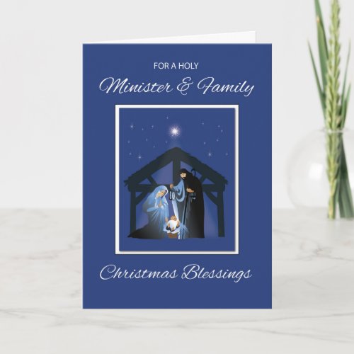 Minister and Family Christmas Blessings Manger Card