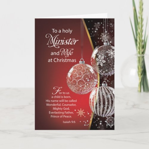 Minister and Wife Christmas Bible Quote Ornaments  Card