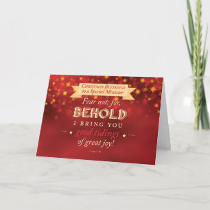 Minister Christmas Blessings Red, Gold Stars Holiday Card