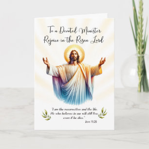 Minister Easter Jesus is Risen Rejoice Scripture Card