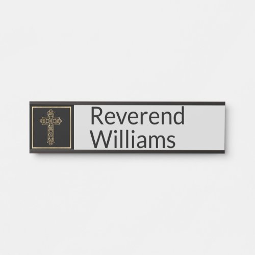 Minister Gold Cross Door Name Plate