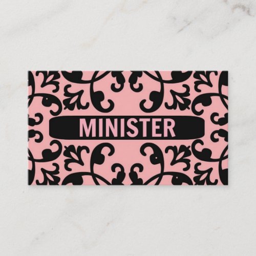 Minister Peach Damask Business Card