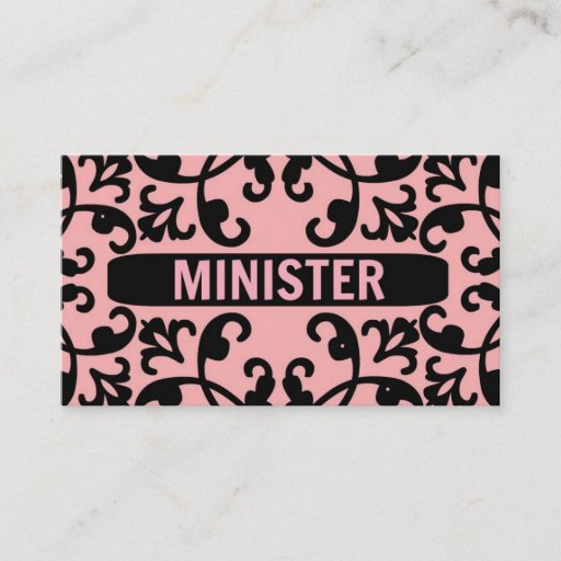 Customizable Minister Peach Damask Business Card