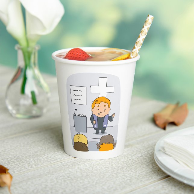 Minister Preaching to Congregation Paper Cups (Creator Uploaded)