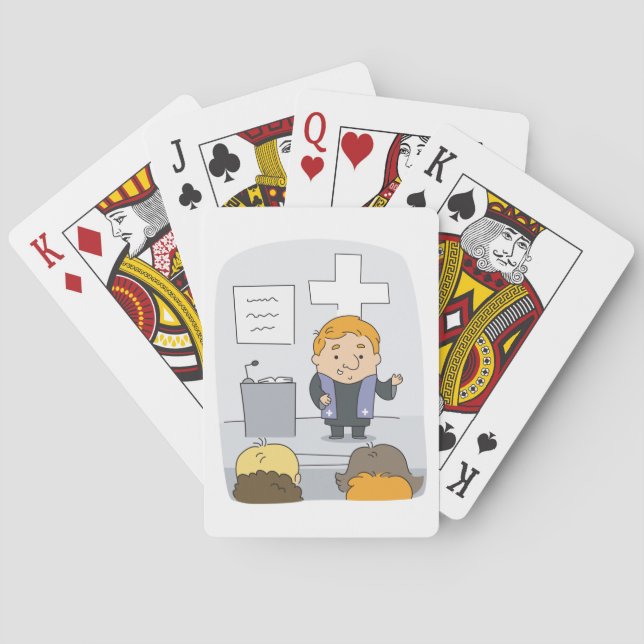 Minister Preaching to Congregation Poker Cards (Back)