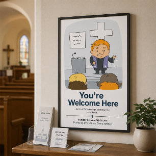 Minister Preaching to Congregation Poster