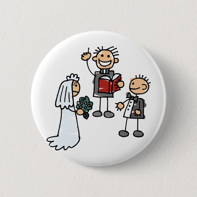 Minister Priest Reverend Performs Wedding Ceremony Button (Front)