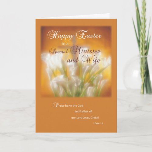 Minister  Wife Happy Easter Lilies with Cross Holiday Card