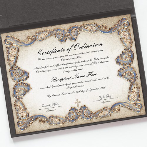 Ministry Certificate of Ordination