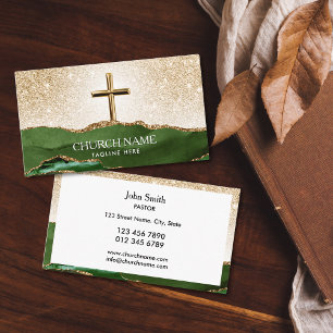Ministry Church Pastor Deacon Bishop Gold Cross Business Card