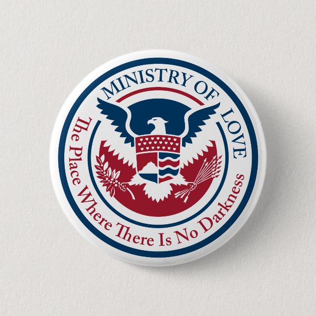 ministry of love, official seal pinback button (Front)