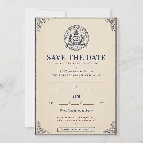 Ministry Of Matrimony Funny British Government  Save The Date