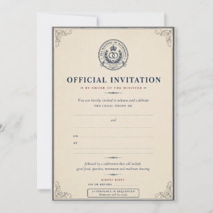 Ministry Of Matrimony Funny Deadpan British Humor Invitation