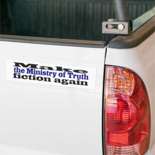 Ministry of Truth Fake News black and blue text Bumper Sticker