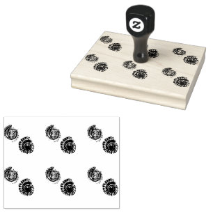 Miniture ammonite fossils rubber stamp