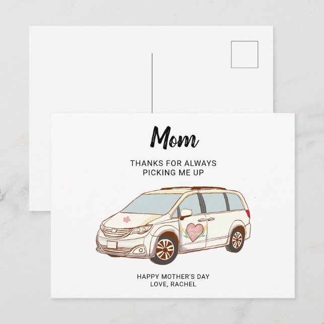 Minivan Mom Mother's Day Cute Best Mom Postcard (Front/Back)